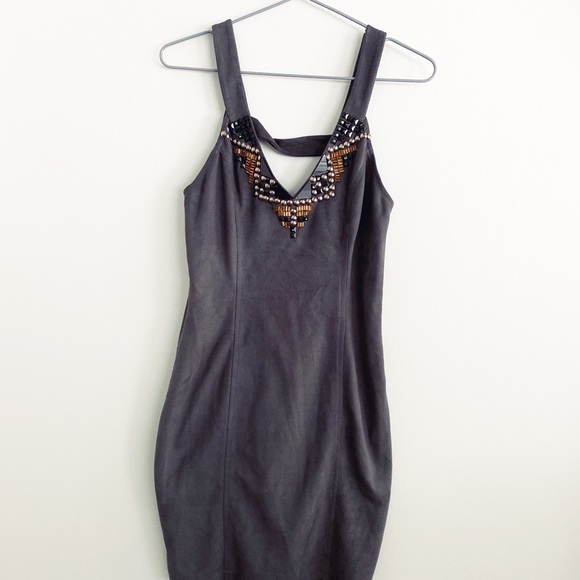 BEBE Dark Sued textured Dress / Long top S/Medium - Picture 6 of 7